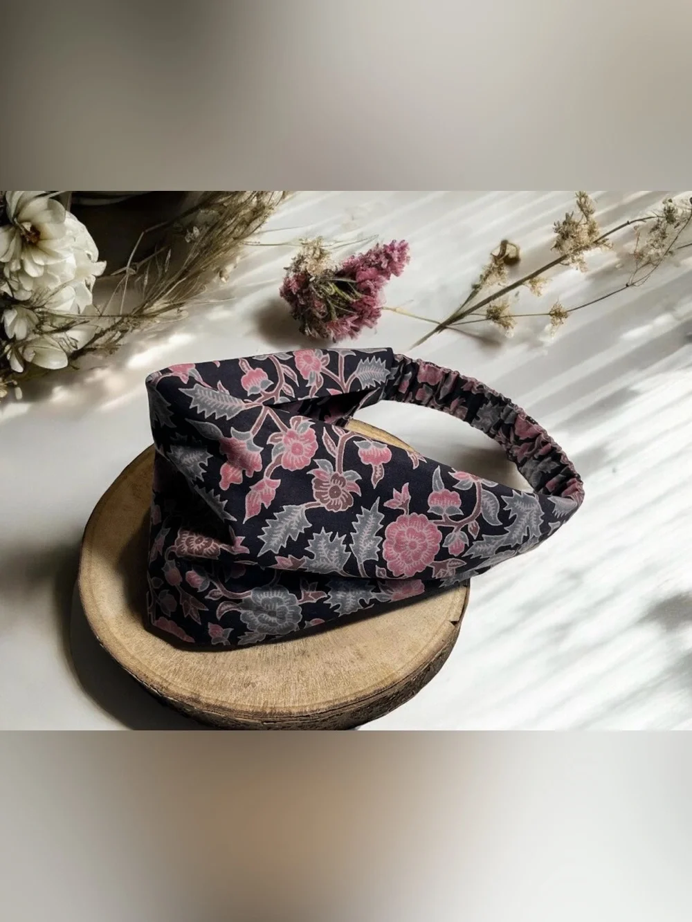 Handmade in France — Indian Printed Cotton Floral Wide Headband - Like New